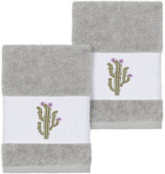 Light Grey Mila Embellished Washcloth - Set of 2