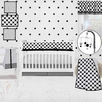 Dots Stripes Black/White 10 pc Crib Bedding Set with Long Rail Guard Cover