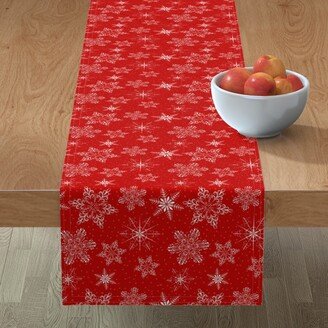 Table Runners: Snowflakes On Red Table Runner, 90X16, Red