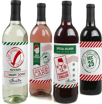 Big Dot Of Happiness Santa's Special Delivery - From Santa Christmas Wine Bottle Label Stickers 4 Ct