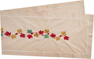 Km Home Collection Fogile - Leaves Embroidery Cotton Runner