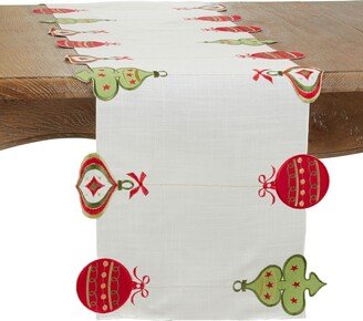 Saro Lifestyle Christmas Table Runner with Embroidered Ornaments, 72