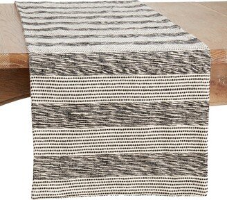 Saro Lifestyle Stripes Design Cotton Table Runner, Black, 16