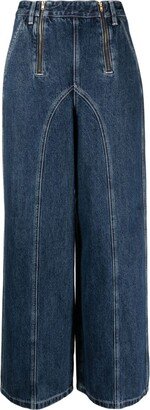 Stitched High-Rise Wide-Leg Jeans