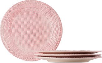 Les-Ottomans Pink Wicker Dinner Plate Set, 4 pcs