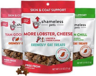 Shameless Pets Cat Treats - Crunchy Treats for Cats with Catnip, Coat, & Digestive Support, Sustainable Upcycled Natural Ingredients & Real Meat, Catn