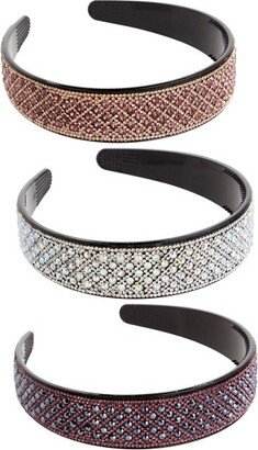 Juvale 3 Pack of Jeweled Rhinestone Headbands for Women and Girls, Wide Non-Slip Hair Accessories