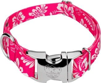 Country Brook Petz Premium Pink Hawaiian Dog Collar (1 Inch, Medium)