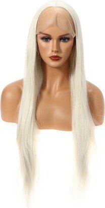 Unique Bargains Long Straight Hair Lace Front Wigs for Women with Wig Cap 24 1PC Blonde