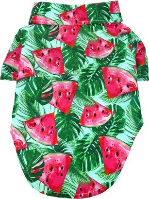 Doggie Design Hawaiian Camp Shirt - Juicy Watermelon(2X-Small)