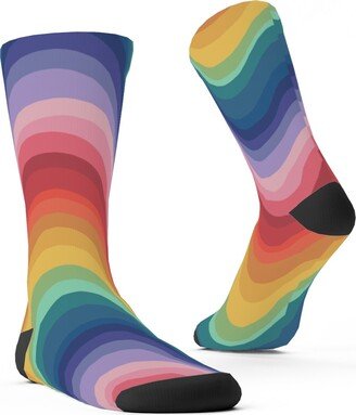 Socks: Wavy Rainbow Stripes - Multicolor Custom Socks, Multicolor