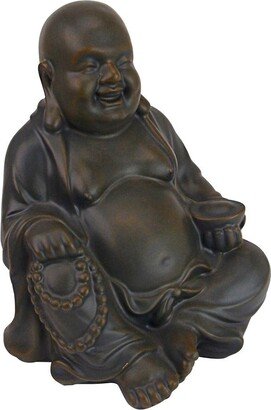 Laughing Buddha Happy Hotei Statue, Medium, 9 Inch, Verdigris