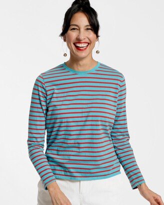 Long Sleeve Striped Shirt Turquoise Red