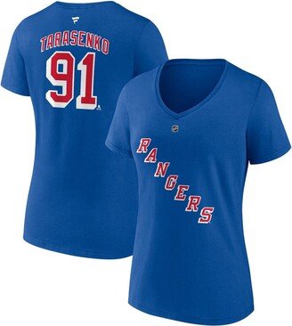 Women's Branded Vladimir Tarasenko Royal New York Rangers Authentic Stack Name and Number V-Neck T-shirt