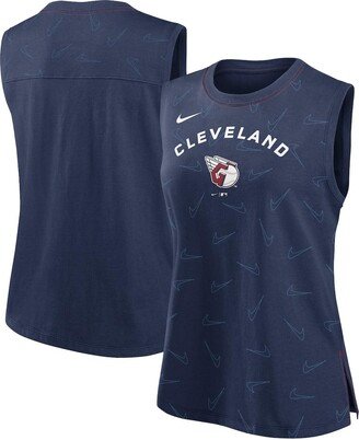 Women's Navy Cleveland Guardians Muscle Play Tank Top