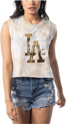 Women's The Wild Collective White Los Angeles Dodgers Washed Muscle Tank Top