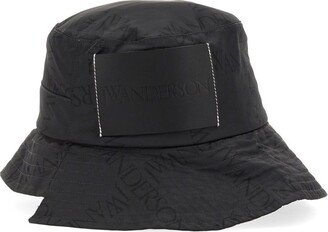 Asymmetric Logo Print Bucket Hat