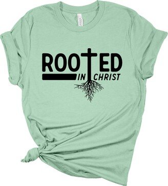 Trenz Shirt Company Womens Christian Tshirt Rooted in Christ Cross Jesus Christian Short Sleeve T-Shirt Graphic Tee-Mint-XXXL