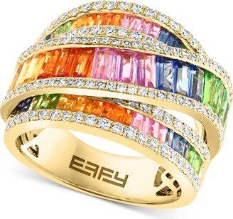 Multi-Gemstone (6-3/8 ct. t.w.) & Diamond (3/4 ct. t.w.) Crossover Ring in 14k Gold