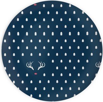 Plates: Modern Christmas Deer - Navy Plates, 10X10, Blue