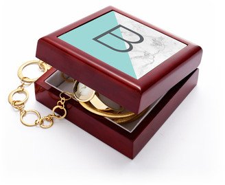 Keepsake Boxes: Monogram Colorblock Keepsake Box, Blue