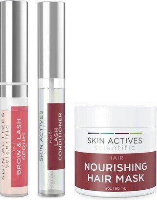 Skin Actives Scientific Nourishing 2oz Hair Mask With Brow & Lash Serum And Enhancing Conditioner Set