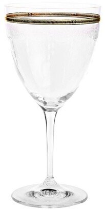 Water Glass with 14K Gold Rim and Design, Set of 6