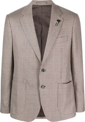 Houndstooth-Pattern Wool Blazer