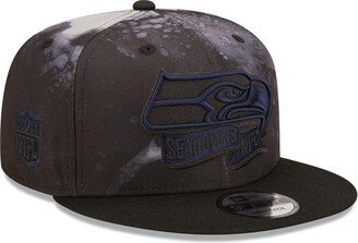 Men's Black Seattle Seahawks Ink Dye 2022 Sideline 9FIFTY Snapback Hat