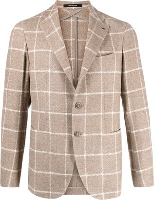 Grid-Pattern Single-Breasted Blazer-AA