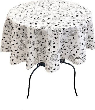 Round Print Poly Cotton Tablecloth | Bandanna White, Choose