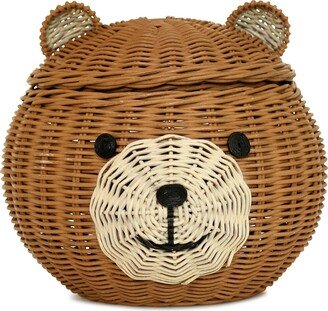 G6 Collection Bear Head Rattan Storage Basket with Lid Decorative Home Decor Hand Woven Shelf Organizer Cute Handmade Handcrafted Gift Artwork