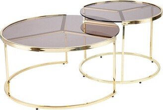 Set of 2 Brugan Nesting Cocktail Table Set Brass - Aiden Lane