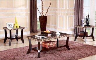 Titanic Furniture Woody 3-Piece Table Set with Dark Brown Faux Marble Top - 3-Piece Set