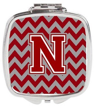 CJ1049-NSCM Letter N Chevron Maroon & White Compact Mirror, 3 x 0.3 x 2.75 in.