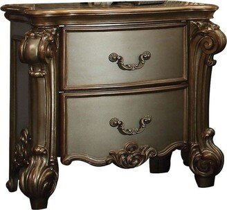 Wooden 2-drawer Nightstand in Gold Patina