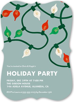 Holiday Invitations: Fun String Lights Holiday Invitation, Green, 5X7, Holiday, Matte, Signature Smooth Cardstock, Bracket