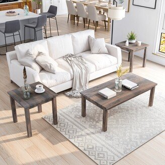 Boisee Transitional Natural Tone 48-inch Wood 3-Piece Coffee Table and Side Tables Set