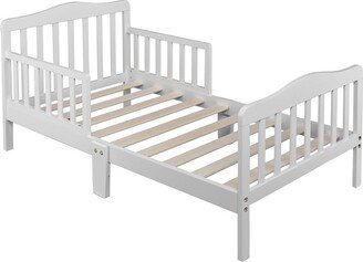 Wooden Baby Toddler Bed Children Bedroom Furniture with Safety Guardrails 53L x 30 W x 24.5H