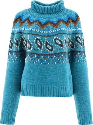 Ocean Jacquard Turtleneck Knitted Jumper