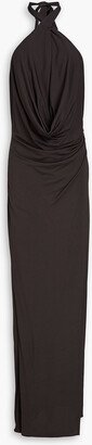 Emery draped jersey halterneck gown