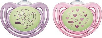 Airflow Glow-in-The-Dark Pacifiers, Baby Girls, 0-6 Months, 2 Pack