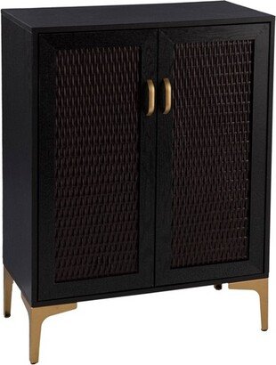 Fhamtes Two Door Bar Cabinet Black/Gold - Aiden Lane