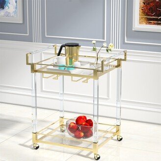 TONWIN Bar Serving Cart with Tempered Glass and Metal Frame