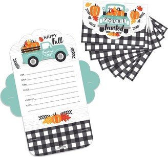 Big Dot of Happiness Happy Fall Truck - Fill-In Cards - Harvest Pumpkin Party Fold and Send Invitations - Set of 8