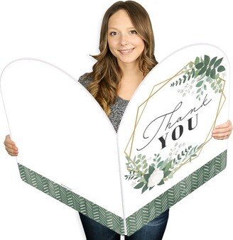 Big Dot of Happiness Boho Botanical - Greenery Thank You Giant Greeting Card - Big Shaped Jumborific Card - 16.5 x 22 inches