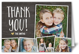 Thank You Cards: Grateful Collage Thank You Card, Grey, Pearl Shimmer Cardstock, Square