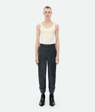 Lapelled Leather Trousers