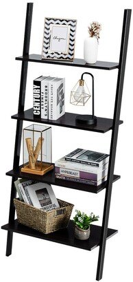 Industrial Ladder Shelf 4-Tier Leaning Wall Bookcase Plant Stand - See Details