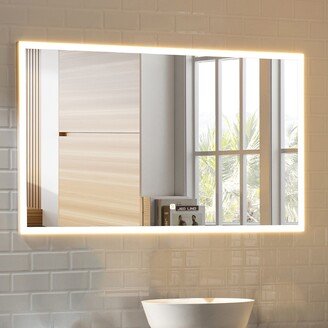 48 in. W x 28 in. H Framed Rectangular LED Light Bathroom Vanity Mirror - 47.2in. x 27.5in.